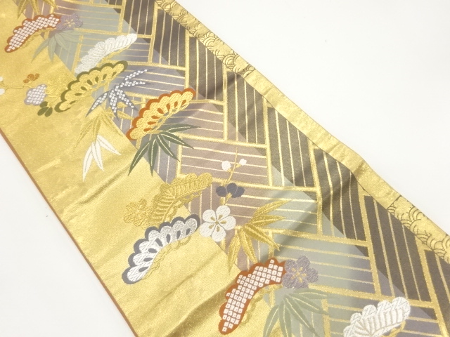 JAPANESE KIMONO / FUKURO OBI / SILK / WOVEN SHOCHIKUBAI